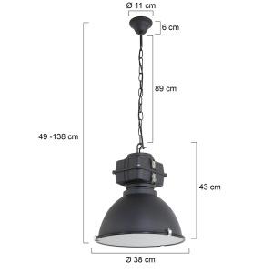Industriële Hanglamp Mexlite Densi Zwart mat 7881ZW
