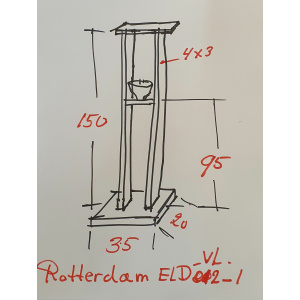 Stoere Staande Zwarte Houten Vloerlamp Rotterdam ELD 1 Lts