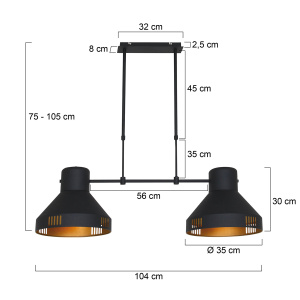 Hanglamp Mexlite Evy Zwart 2568ZW Industrieel