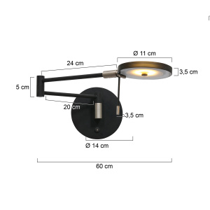 Wandlamp Steinhauer Turound LED Zwart 2734ZW