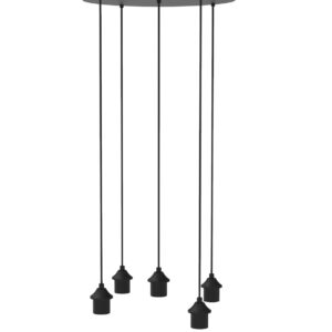 Moderne Zwarte Hanglamp 120 x 30 cm 7 Lichts Amber glas