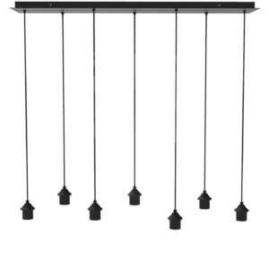 Moderne Zwarte Hanglamp 120 x 30 cm 7 Lichts Amber Smoke