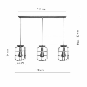 Hanglamp Galera 3Lichts H5903GV Industrieel Landelijk