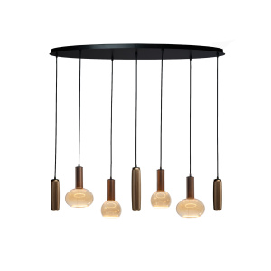 Blij Design plafondlamp Cover & Rib Oval.Plate-C&R-120x40-7L-CO Nieuw